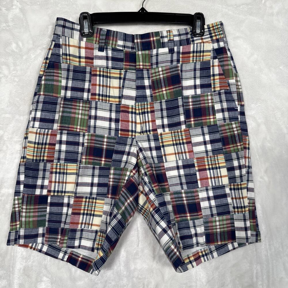 Pendleton Shorts Men 34x9 Blue Madras Patchwork Golf Plaid Bermuda Chino Casual
